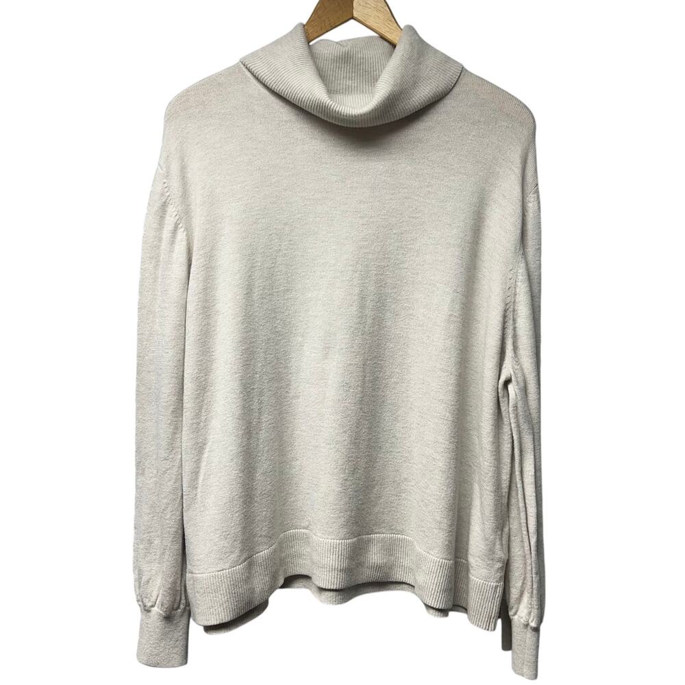 And Other Stories Size Large Sweater Cowl Turtleneck Beige Oatmeal Wool Blend